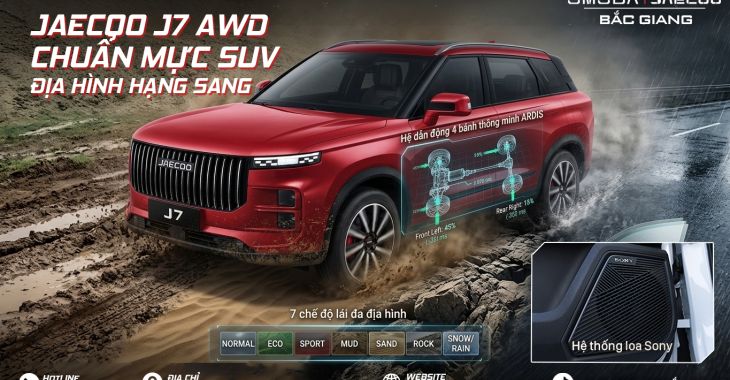 JAECOO J7 AWD: BẢN LĨNH DẪN ĐỘNG 4 BÁNH – ĐỊNH HÌNH LẠI CHUẨN MỰC SUV ĐỊA HÌNH HẠNG SANG